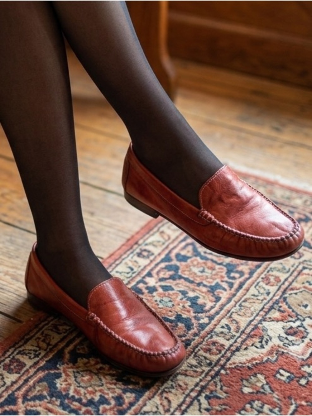 IL Capriccio  Women's Red Leather Italian  Vero Cuioio Loafer Shoes Size 40 EU